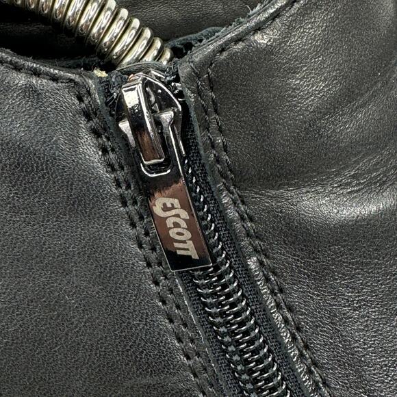 E Scott Leather Bootie Women's SZ 39 Made In Italy Heeled Boot Comfort Black Zip - Picture 7 of 10